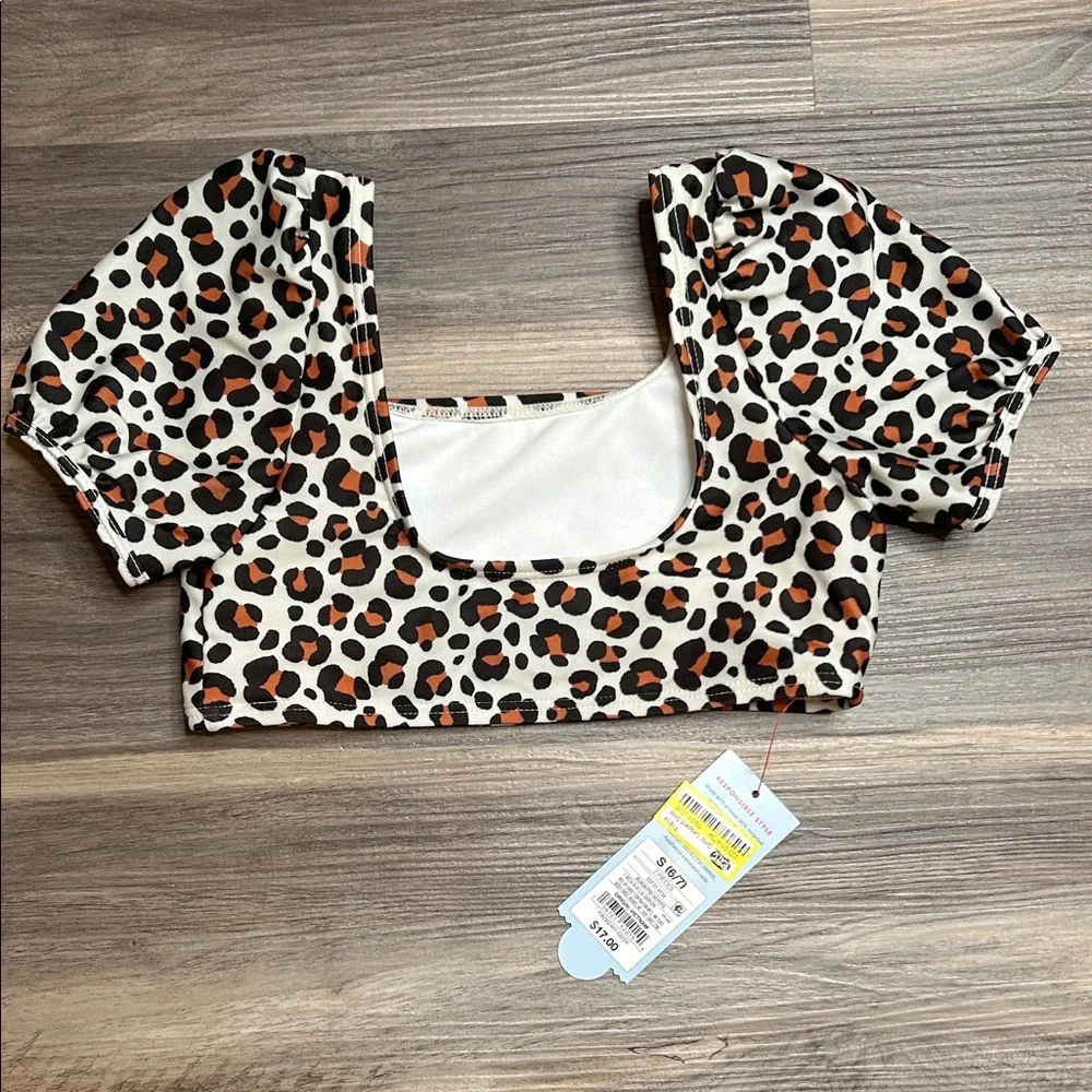 NWT Leopard Print Swim Top